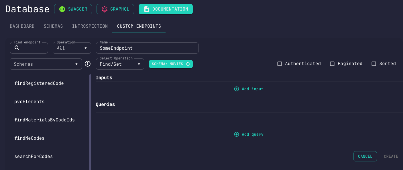 Custom Endpoints Panel