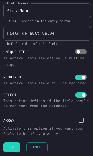 Schema Field Edit Text